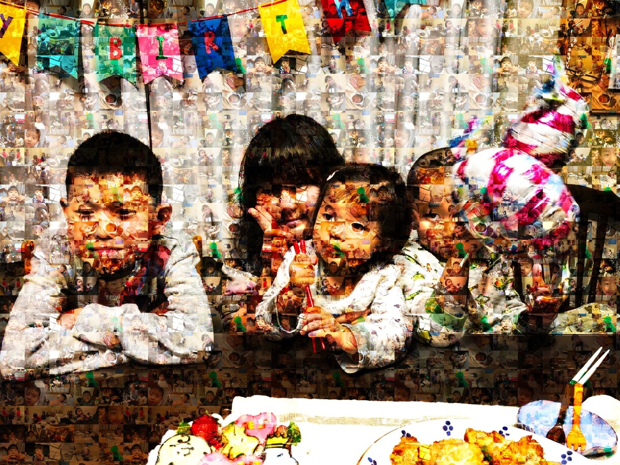 思い出の写真を１枚のモザイクアートに加工します プレゼント用などに大変好評を頂いております。 イメージ4