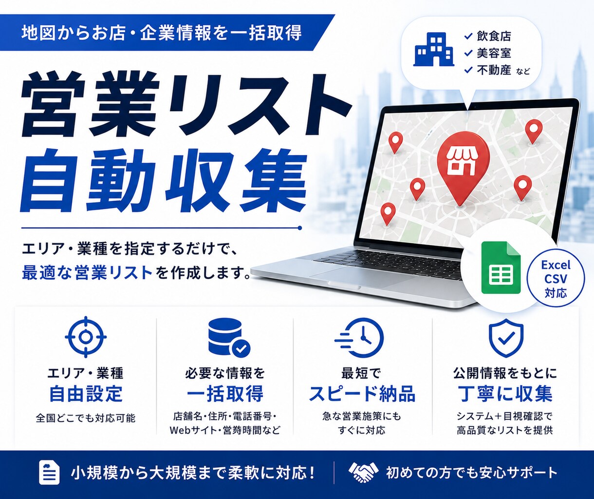 営業リスト作成します 【業種・エリア自由】2日以内で納品＆カスタマイズ対応 イメージ1