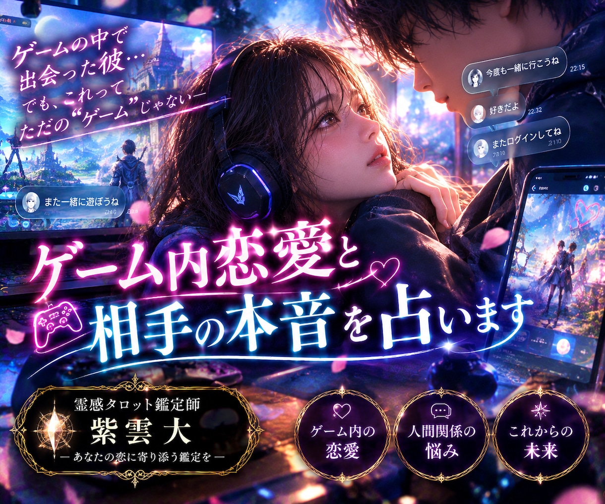 ゲーム内恋愛と相手の本音を占います ログインしなくなった彼、本当は私をどう思ってる？ イメージ1