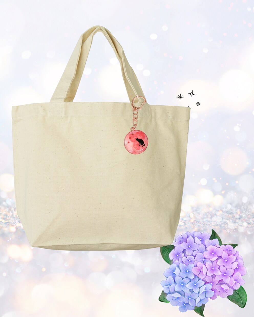 紫陽花と猫のキーフォルダー販売します 雨の景色を紫陽花の色で色付けしませんか イメージ3