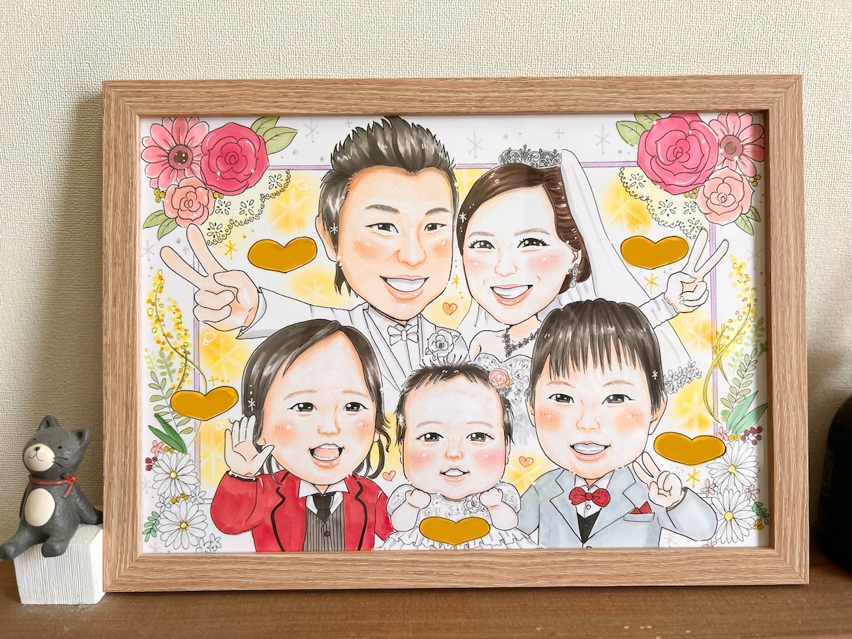 額縁付！結婚記念日、カップル記念日の似顔絵描きます ⭐︎送料無料！記念日をもっと特別に。世界に一つだけの似顔絵 イメージ1