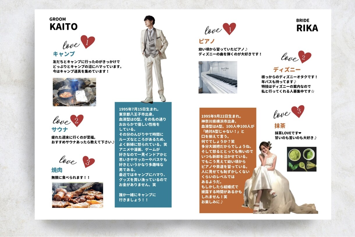 テンプレ◎雑誌風プロフィールブック作れます 【 POPEYE風】ふたりだけの特別なプロフィールブック♪ イメージ3