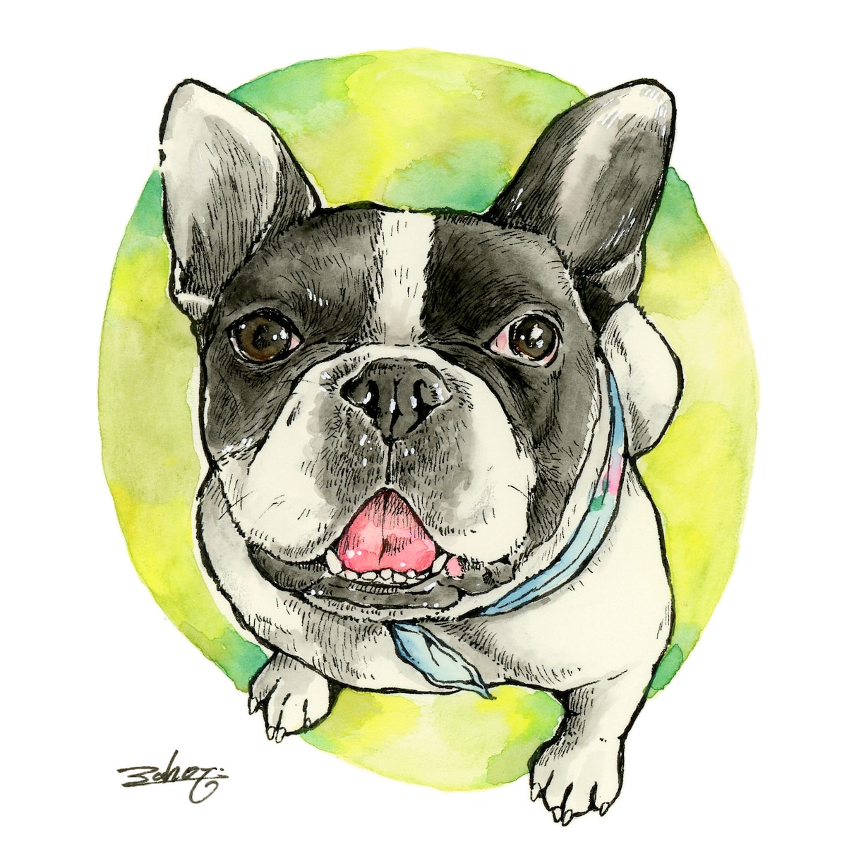 愛犬のイラストオーダー＊似顔絵描きます 原画データ無料お渡し・原画発送料無料 イメージ1