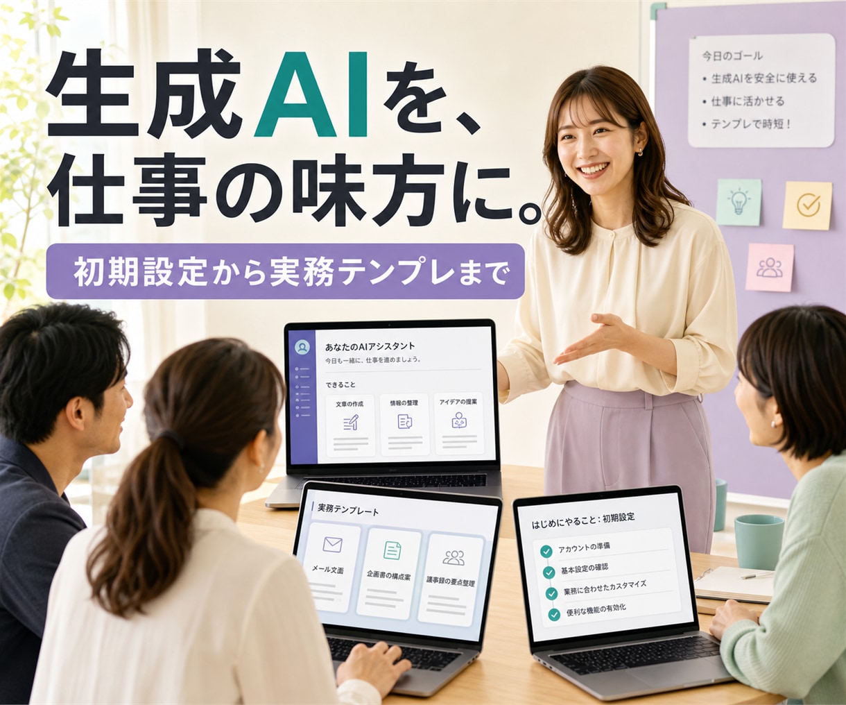 生成AIの初期設定と業務活用を支援します 導入・基本操作・実務テンプレまで イメージ1