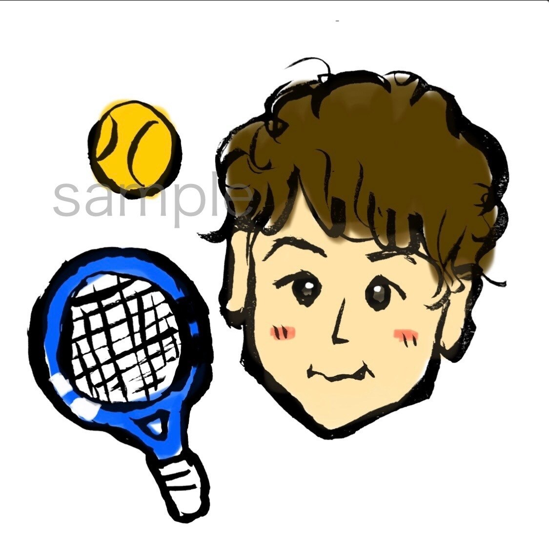 SNSアイコンや挿絵に♪可愛いイラストを描きます 毛筆でふんわり★手書き感あふれる個性的な似顔絵♪商用OK イメージ6