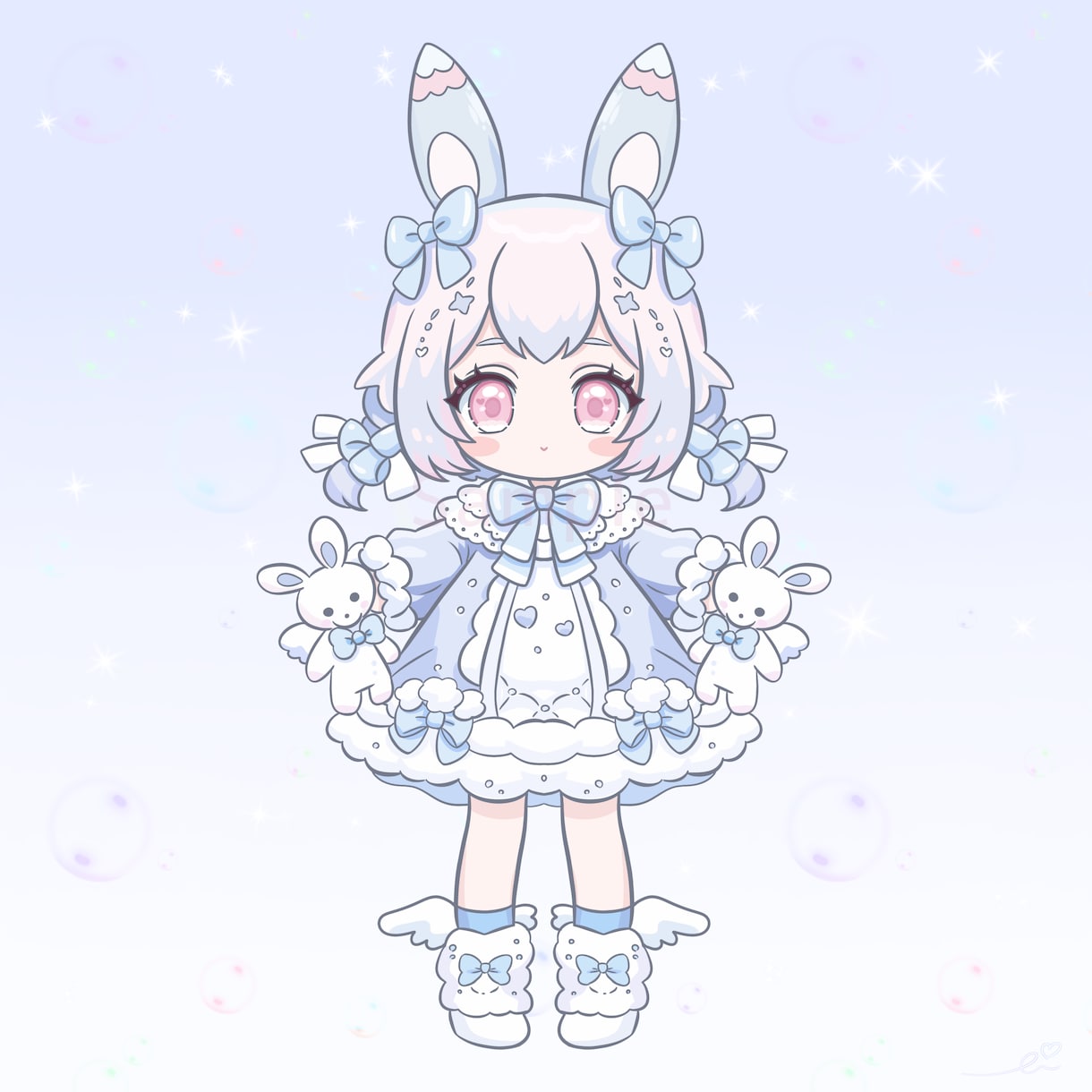 ゆめかわSDミニキャラ制作します 左右対称×どうぶつモチーフで可愛く仕上げます イメージ1