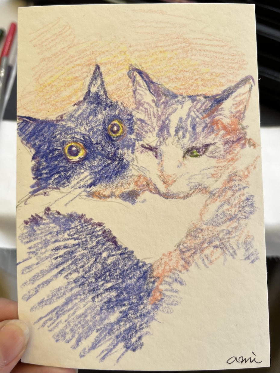 色鉛筆でペットの似顔絵ポストカード制作します 色鉛筆で雰囲気のある色味の似顔絵を描きます！ イメージ8