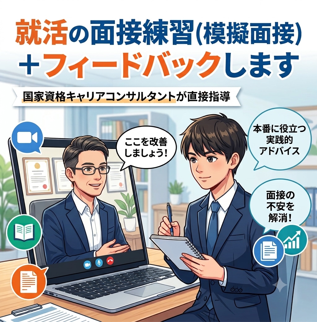 就活の面接練習(模擬面接)＋フィードバックします 面接本番で役立つ実践的なアドバイス イメージ1
