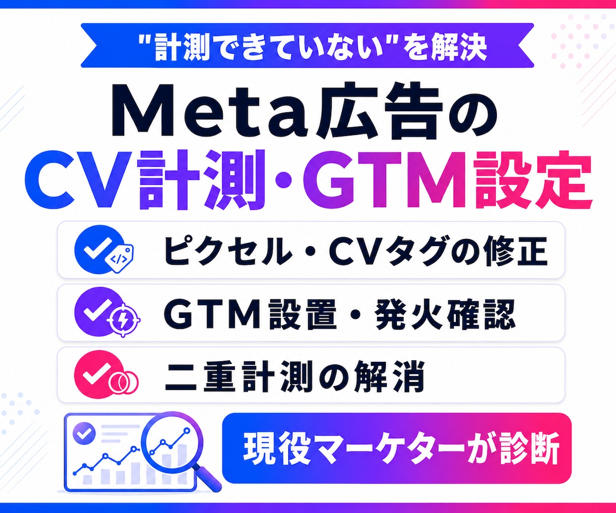 Meta広告のCV計測・GTM設定を整えます 出品記念|先着3名様限定 5,000円→3,000円で対応 イメージ1