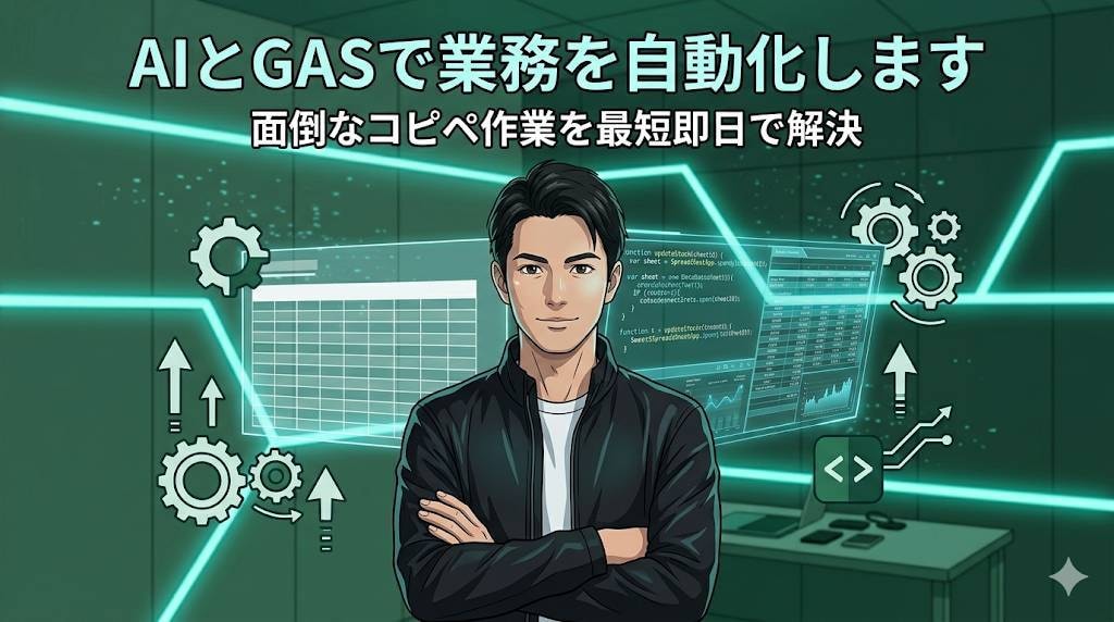 業務効率化！AIとGASで専用アプリを制作します 面倒なコピペや集計を自動化。業務専用ツールを最短即日で構築。 イメージ1