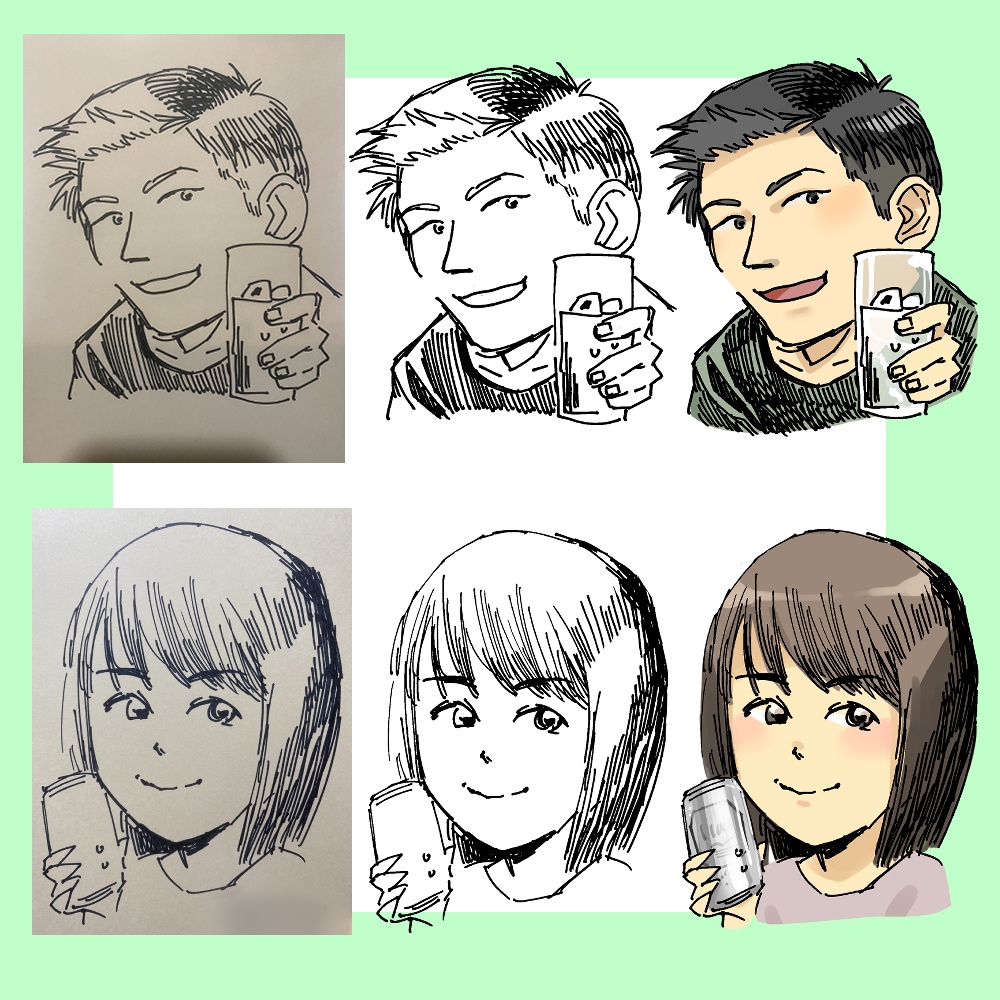 アイコン、名刺、贈答用の似顔絵をプロが描きます シンプルなタッチのペン画です。老若男女に加え動物も可！ イメージ6