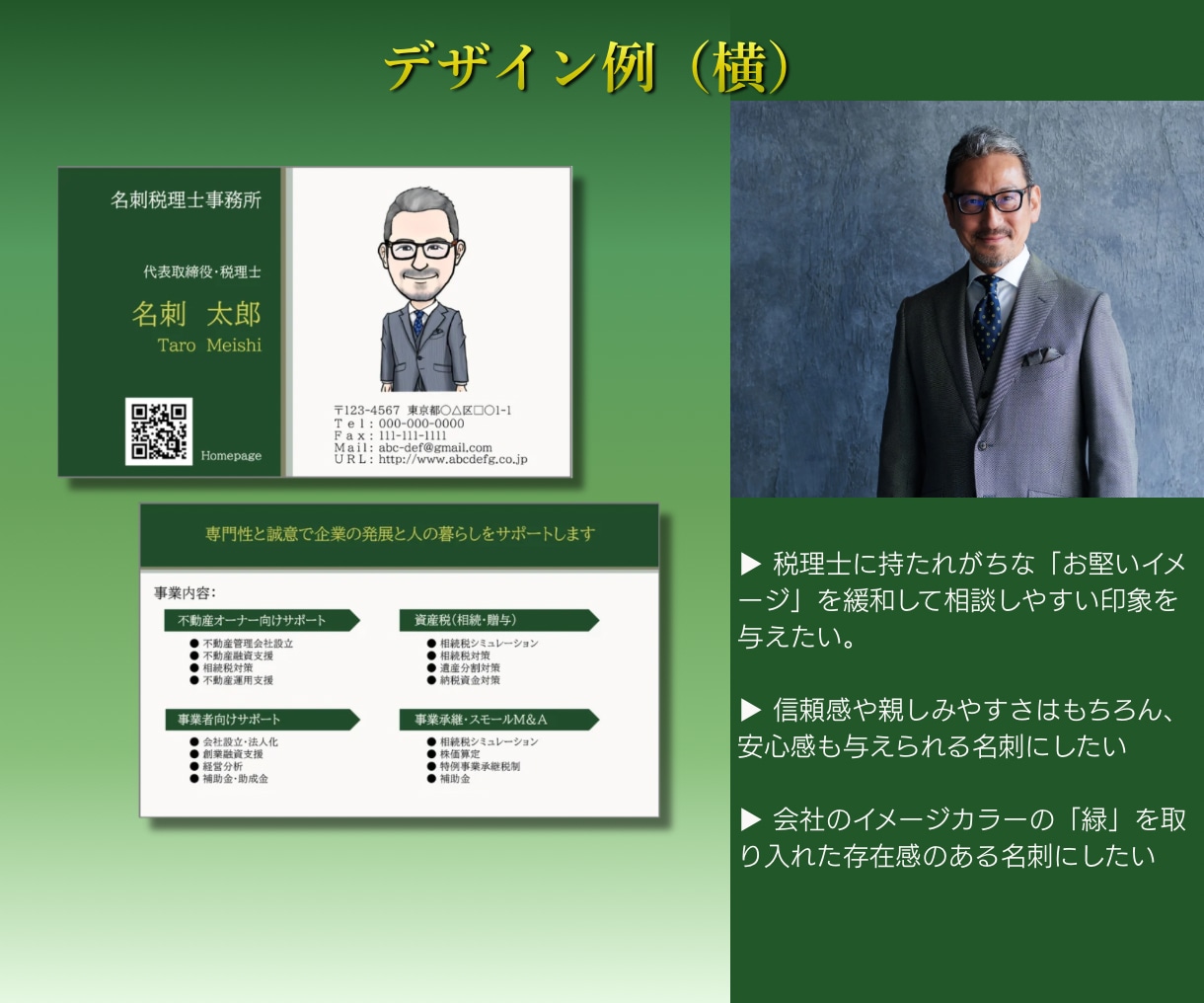 士業系専門｜印刷込！似顔絵名刺をデザインします 信頼と親しみやすさを両立させる似顔絵で紹介・相談に繋げます！ イメージ7