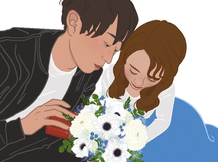 結婚式・記念日に★シンプルな似顔絵描きます 背景あり版/なし版２種納品！使い勝手のいいイラスト◎ イメージ3