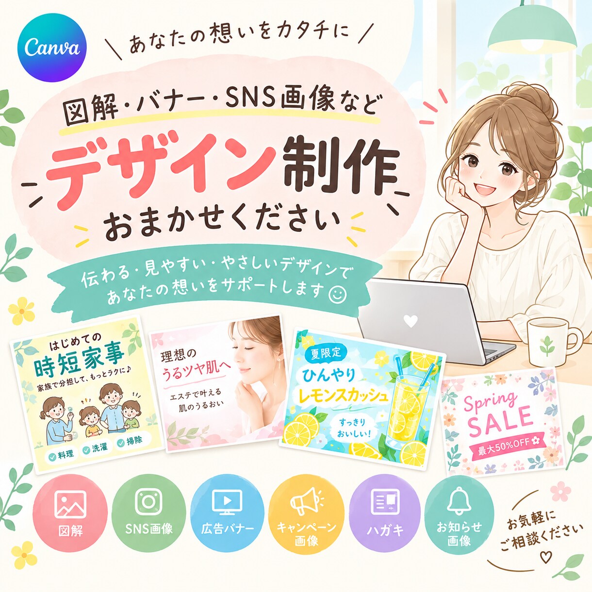 Canvaで伝わりやすいデザインをお作りします 図解・バナー・SNS画像など見やすく制作します イメージ1