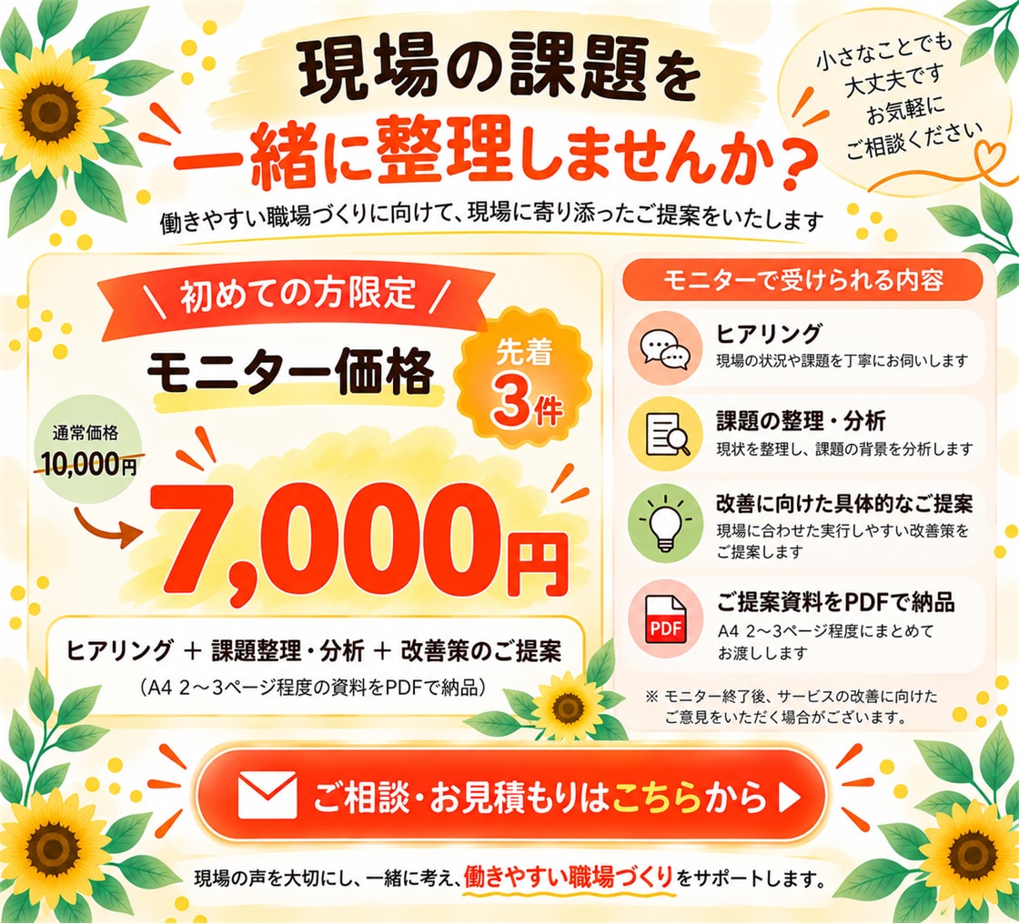 医療・介護現場の課題整理・改善をサポートします 現場の声を大切に、課題の分析から改善策の提案まで支援します イメージ10