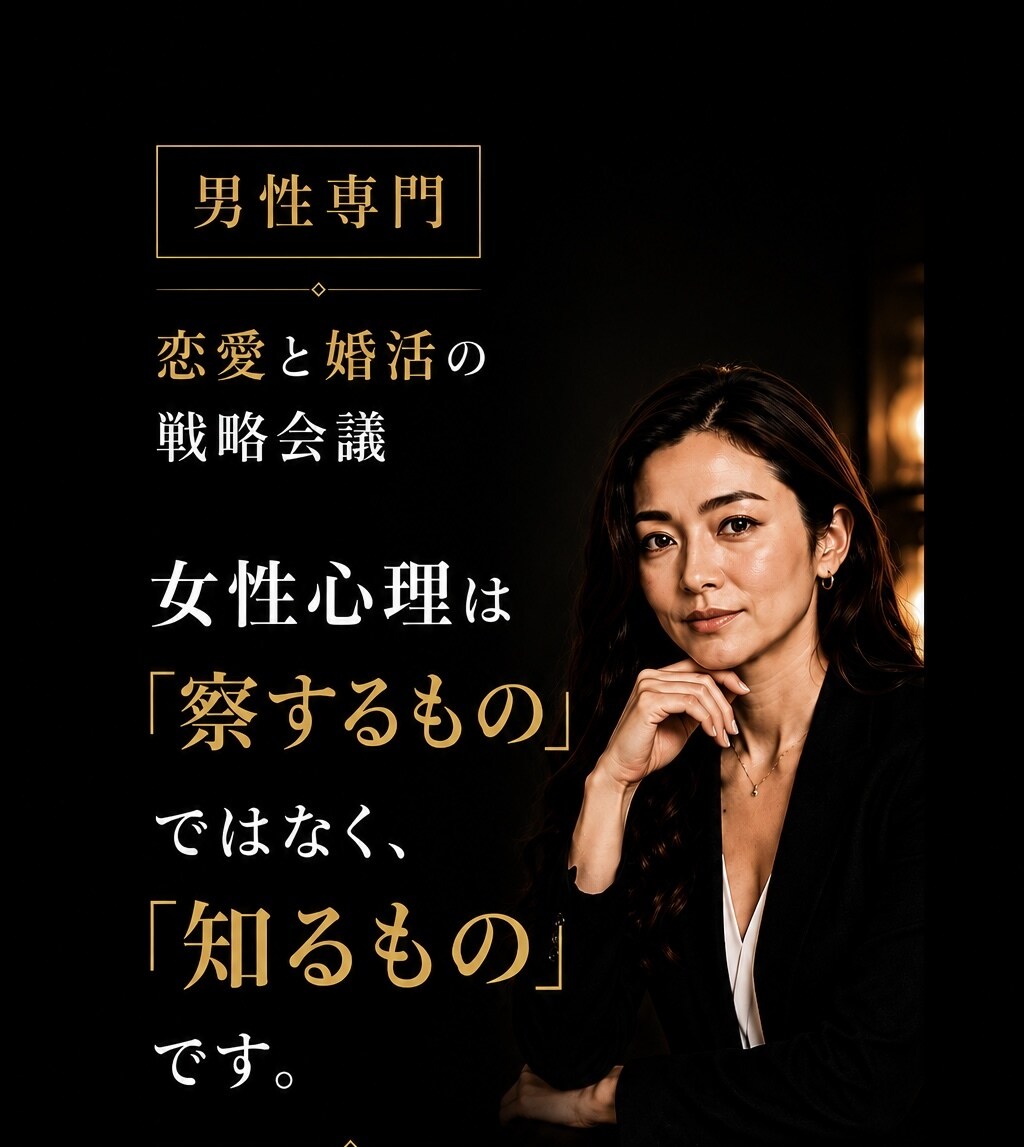 男性専門｜恋愛と婚活の戦略会議をします 女性心理を本音で伝え、次の一手を一緒に考えます。 イメージ1