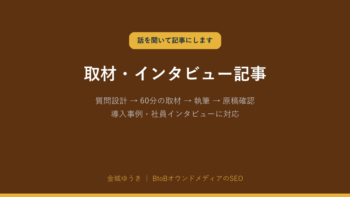 導入事例・インタビュー記事を取材から作ります 質問設計から原稿確認まで。60分の取材つき イメージ1