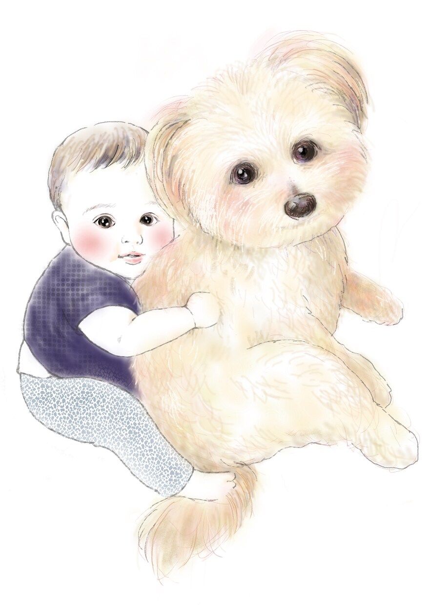 ふんわり柔らかい雰囲気の似顔絵をお描きします デザイナー経験のあるママ似顔絵師 イメージ1