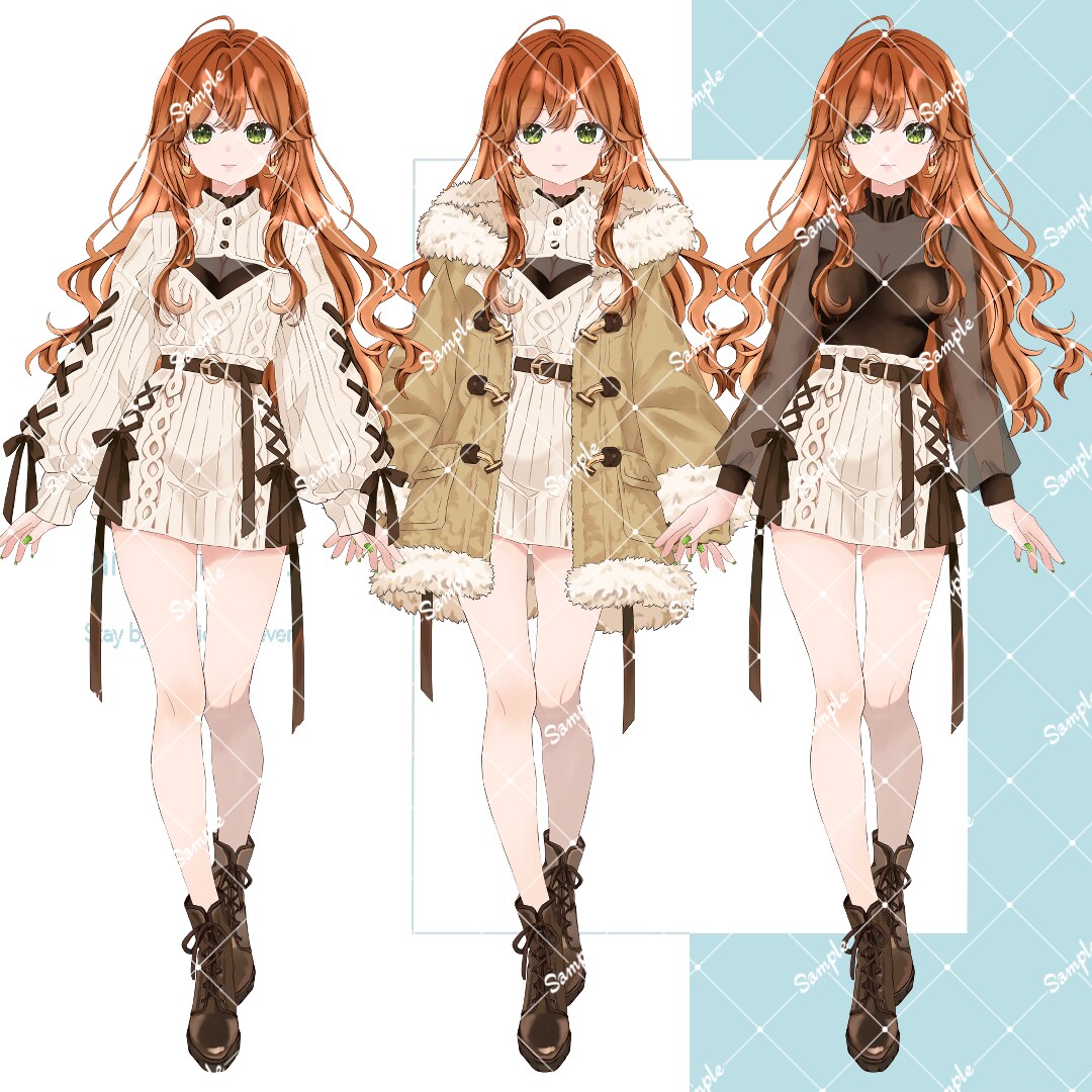 Live2D完成品衣装替え/ SD切替付いてます 冬服⇔透け感ニットの美女モデル  / SD切替付 イメージ2