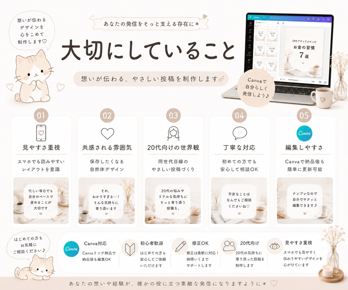 Canva編集可能な投稿制作します 20代向けの共感投稿を丁寧に制作します✨ イメージ5