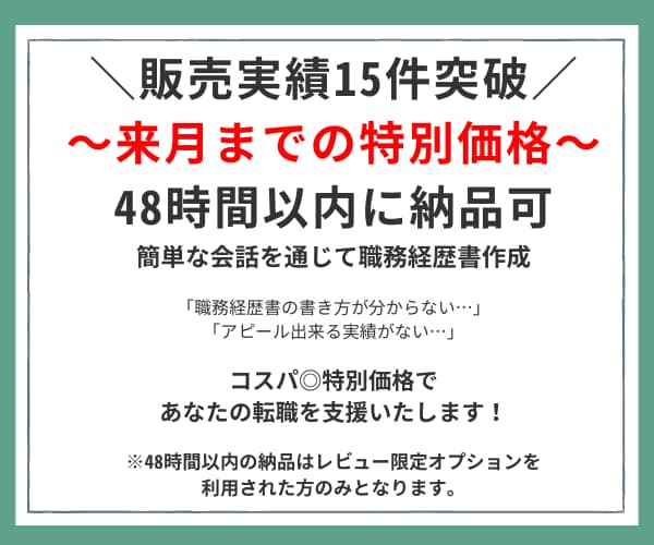来月までの特別価格！職務経歴書/履歴書の作成します 簡単なヒアリング◎経験豊富なキャリアコンサルタントが作成代行 イメージ1