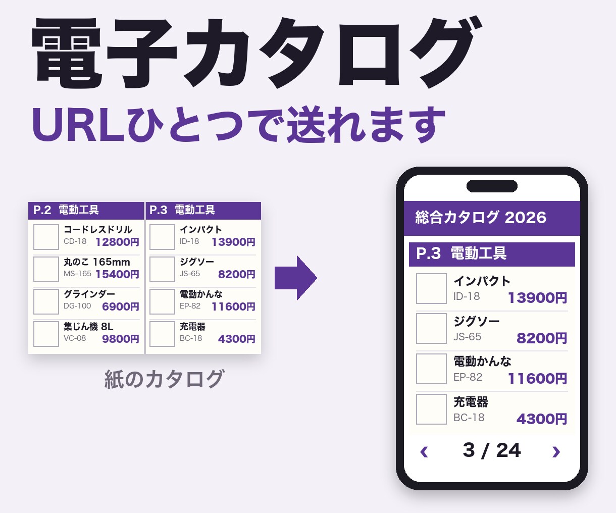 電子カタログ｜カタログをスマホで読める形にします PDFのままでは開いてもらえません。QRで注文まで案内します イメージ1