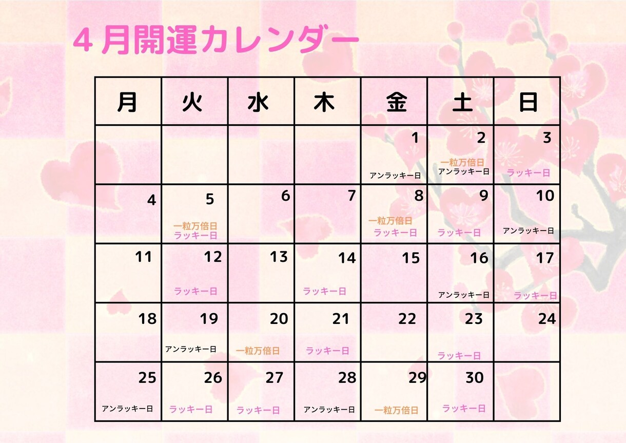 あなただけの開運カレンダー作ります 九星気学を使ってラッキー日お伝えします イメージ1