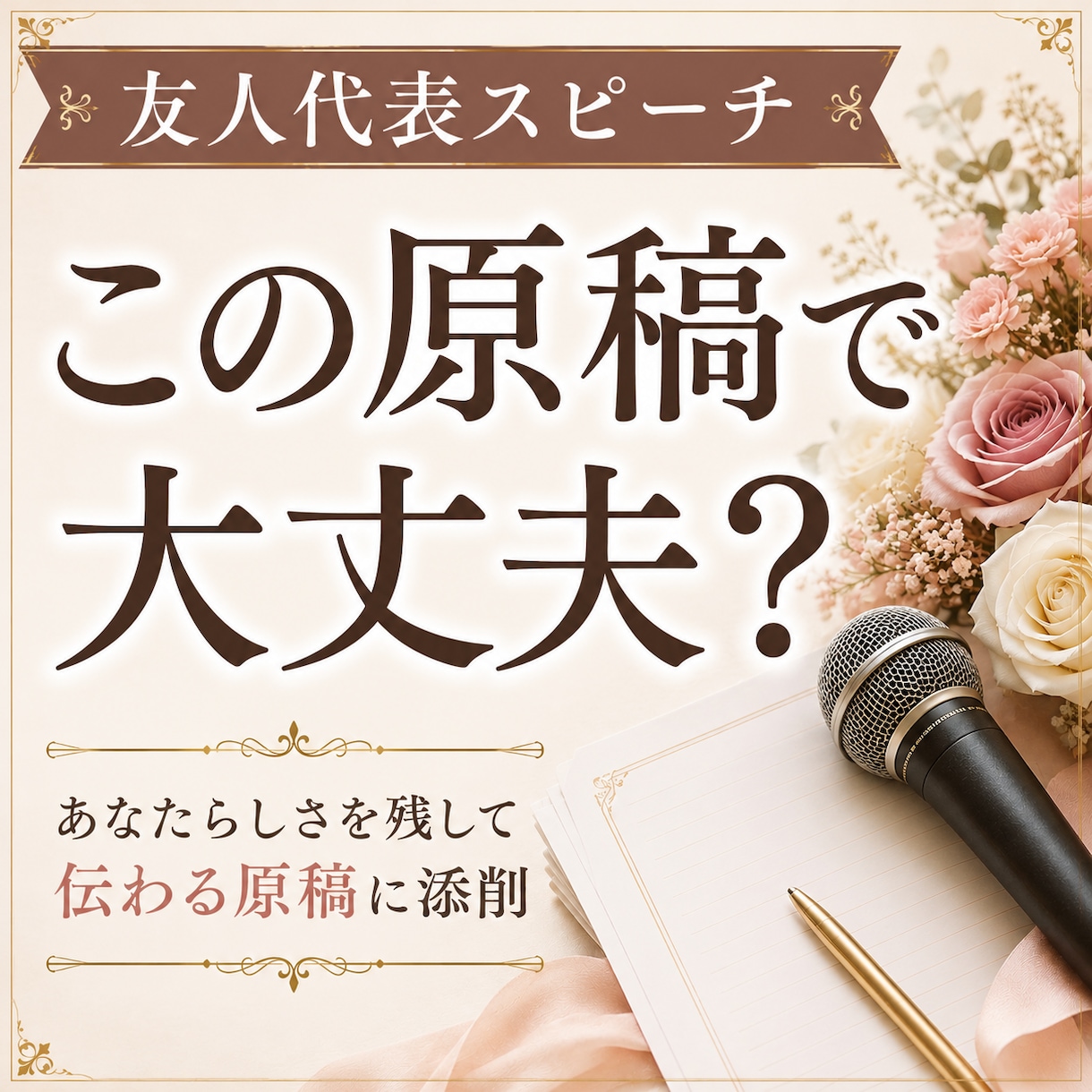 友人代表の結婚式スピーチを添削します 「この原稿で大丈夫？」本番前の不安を自信に変えます イメージ1