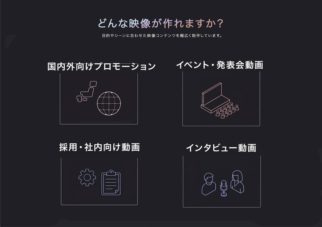 ハイクオリティは当たり前！映像制作全般対応します ＼年間１００件以上の撮影実績！まずはお気軽にご相談ください／ イメージ2