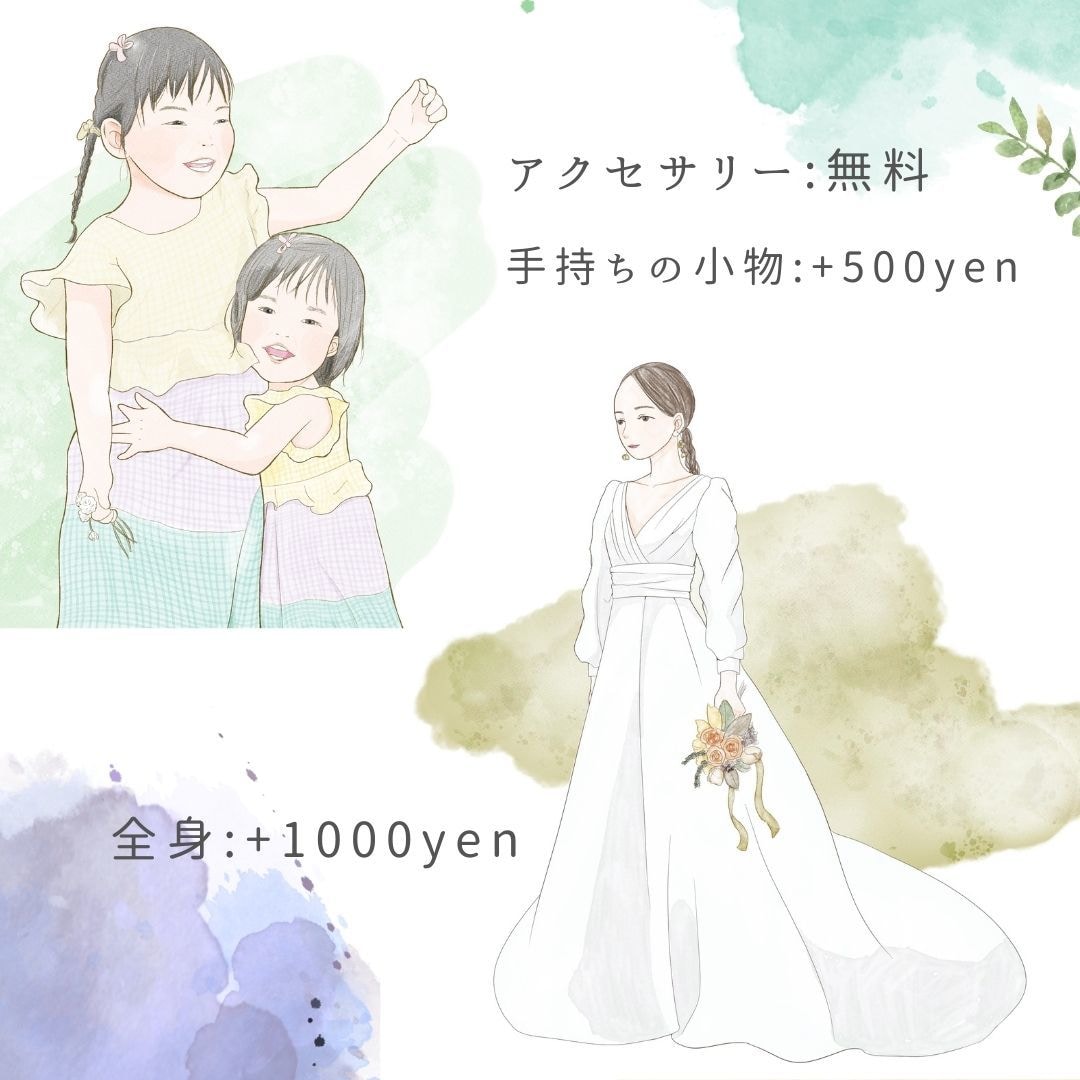 水彩風優しいタッチの似顔絵描きます 水彩の優しい雰囲気で思い出を残しませんか イメージ3
