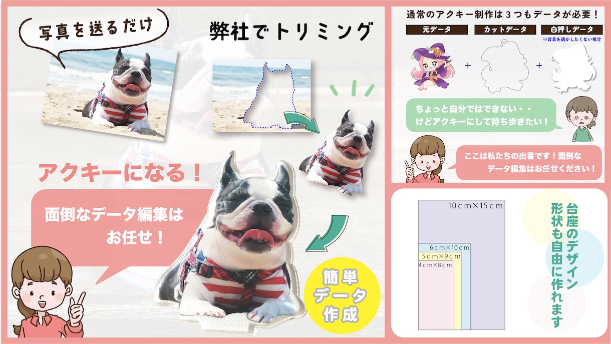 オリジナルアクリルスタンド作ります 面倒な画像処理はお任せ！店舗販促品やグッズ利用に◎ イメージ2