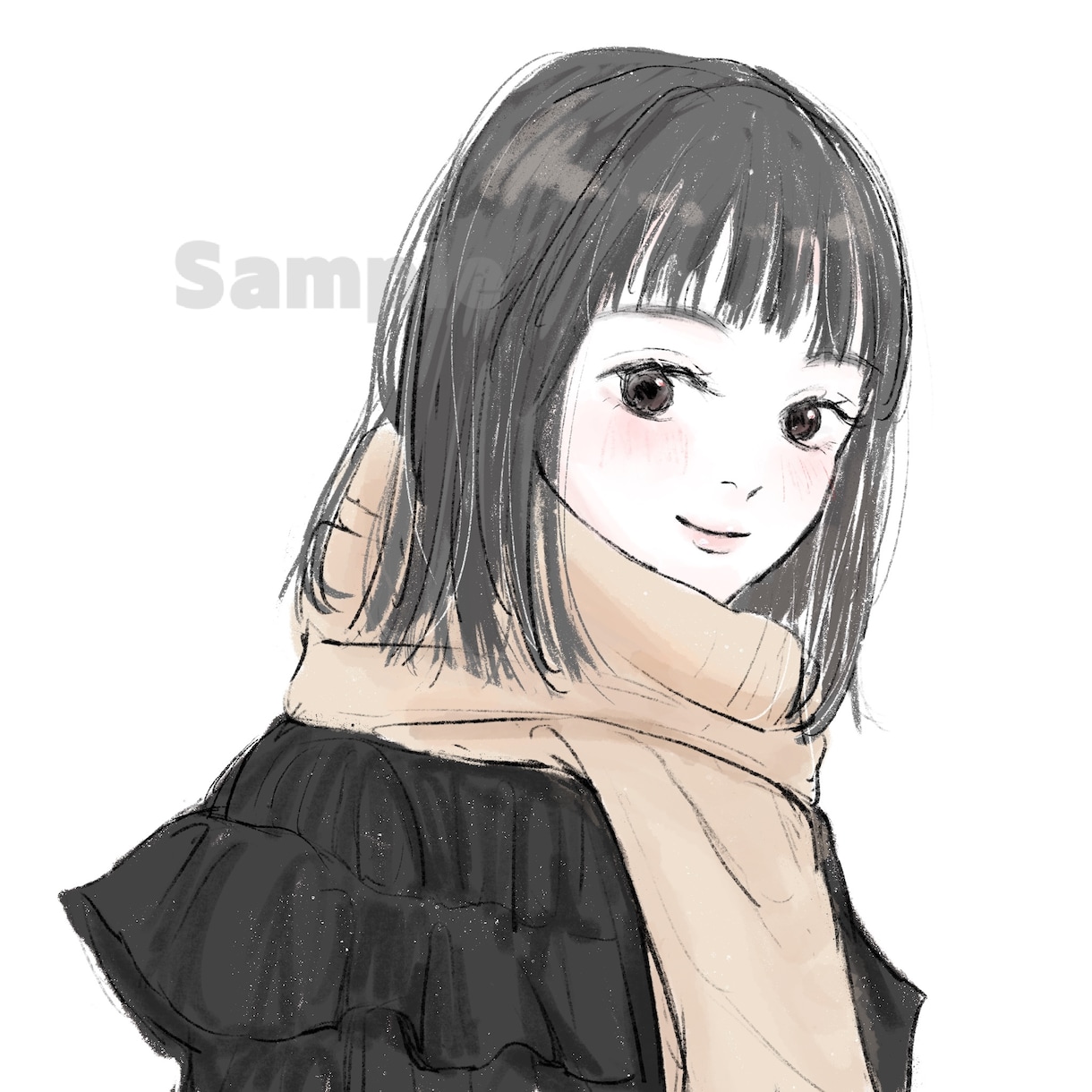 シンプル可愛いアイコンイラスト描きます SNS、HP、名刺用にぴったりの大人可愛い似顔絵イラスト イメージ2