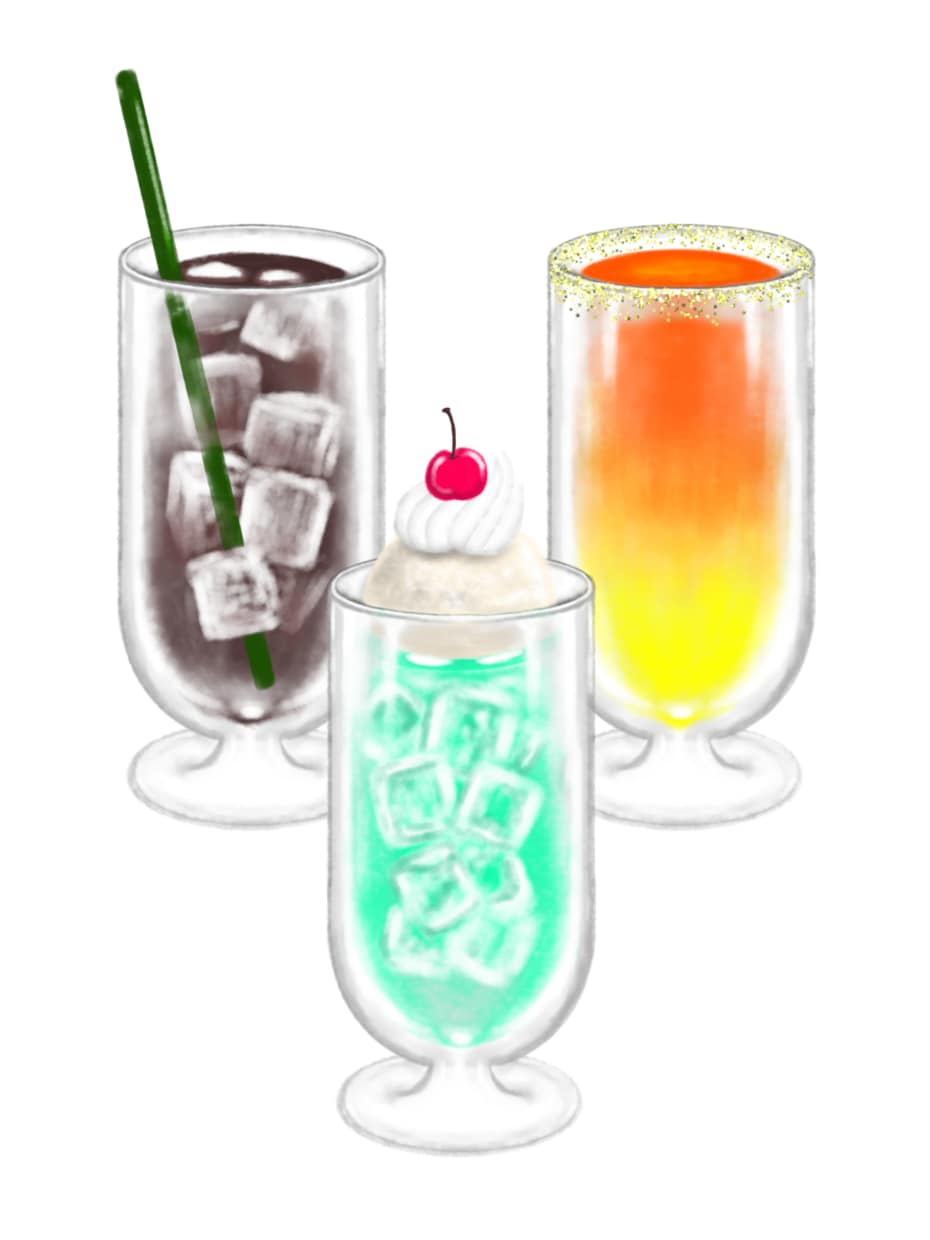 水彩の透き通る雰囲気でメニュー表描きます カフェ等のドリンクやフードメニューを水彩をメインに描きます イメージ3
