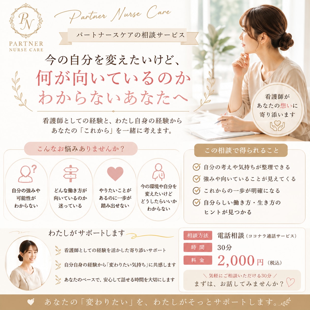 今の自分を変えたくて悩んでいる方！ご相談のります 今の自分を変えたくて悩んでいるあなたへ。 イメージ1