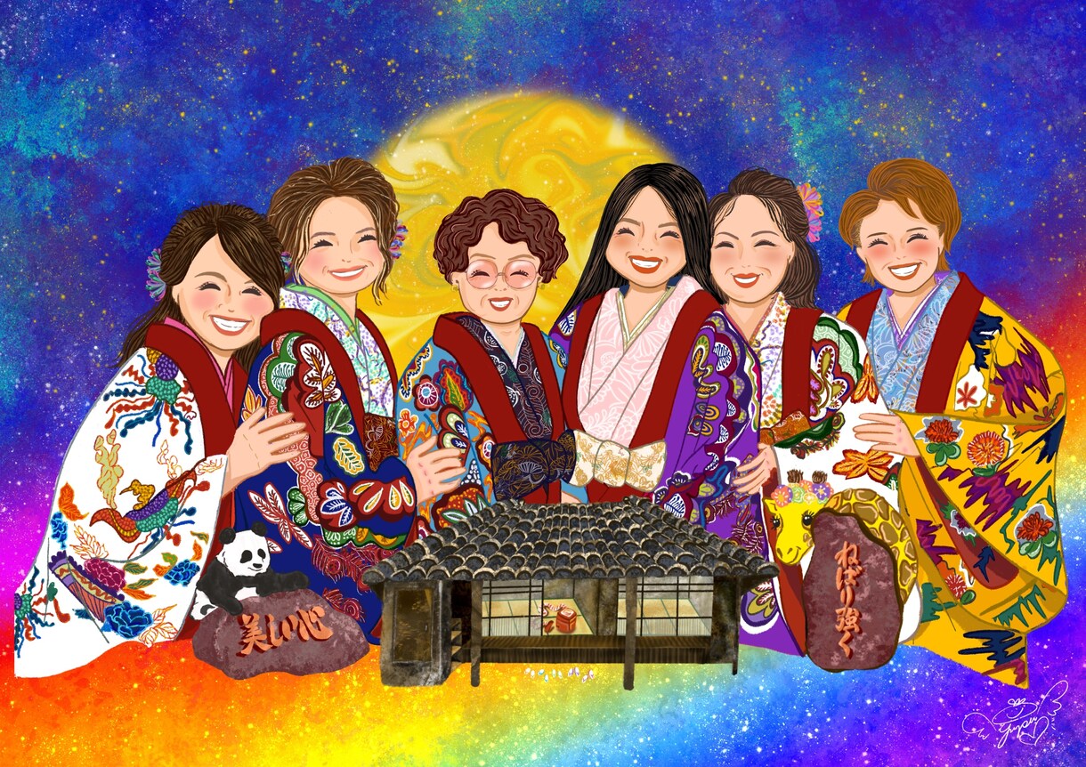 沖縄紅型着用のウェルカムボード描きます 沖縄LOVERのあなた！式後もワクワクが続きますように：） イメージ2