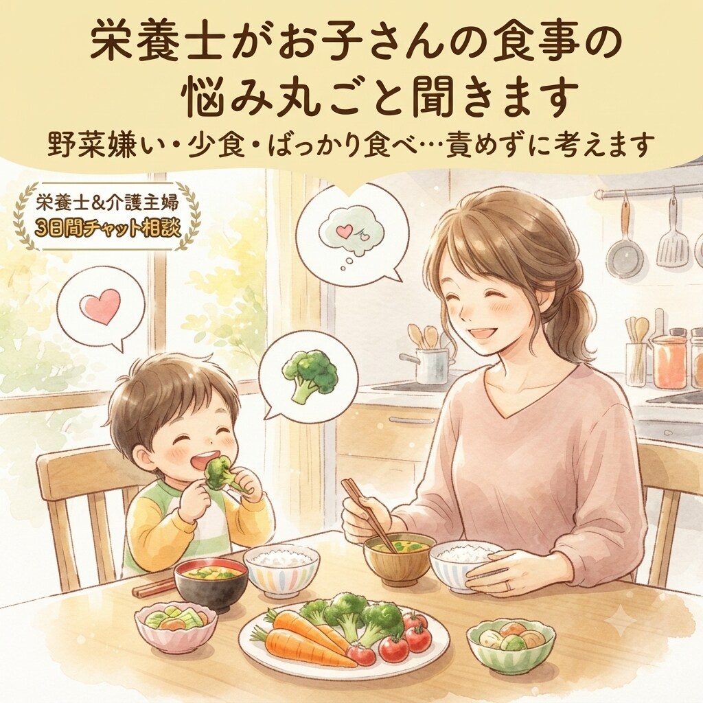 偏食•野菜嫌い•少食｜栄養士ママが一緒に考えます 野菜嫌い・少食・ばっかり食べ…責めずに寄り添い一緒に考えます イメージ1