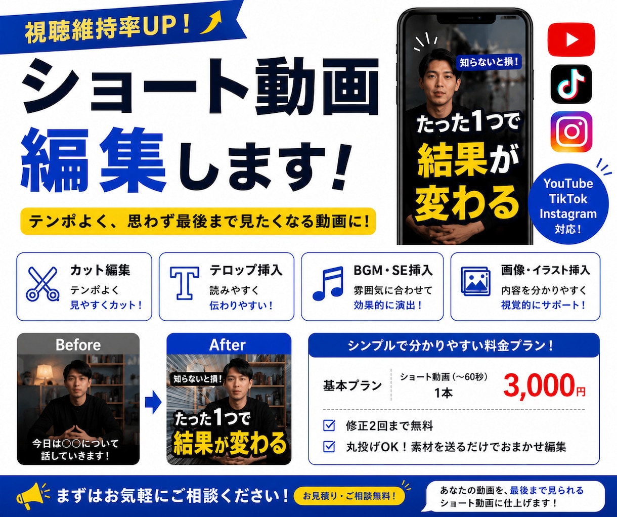 ショート動画編集承ります スピード感のある対応、シンプル編集 イメージ1