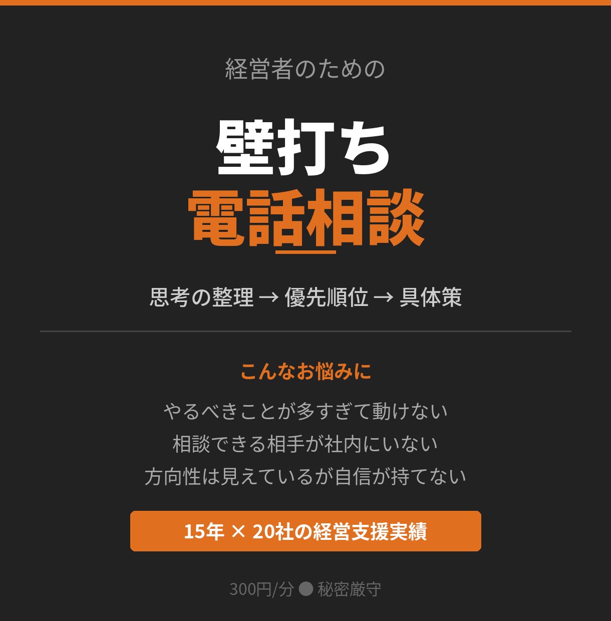 電話相談：経営コンサル歴15年が電話で壁打ちします 経営の悩み、お電話で一緒に整理します イメージ1