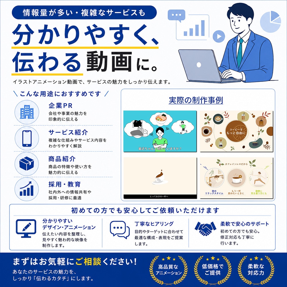 イラストを使ったサービス・商品PR動画を制作します 分かりやすい・魅力が伝わる動画を制作します イメージ1