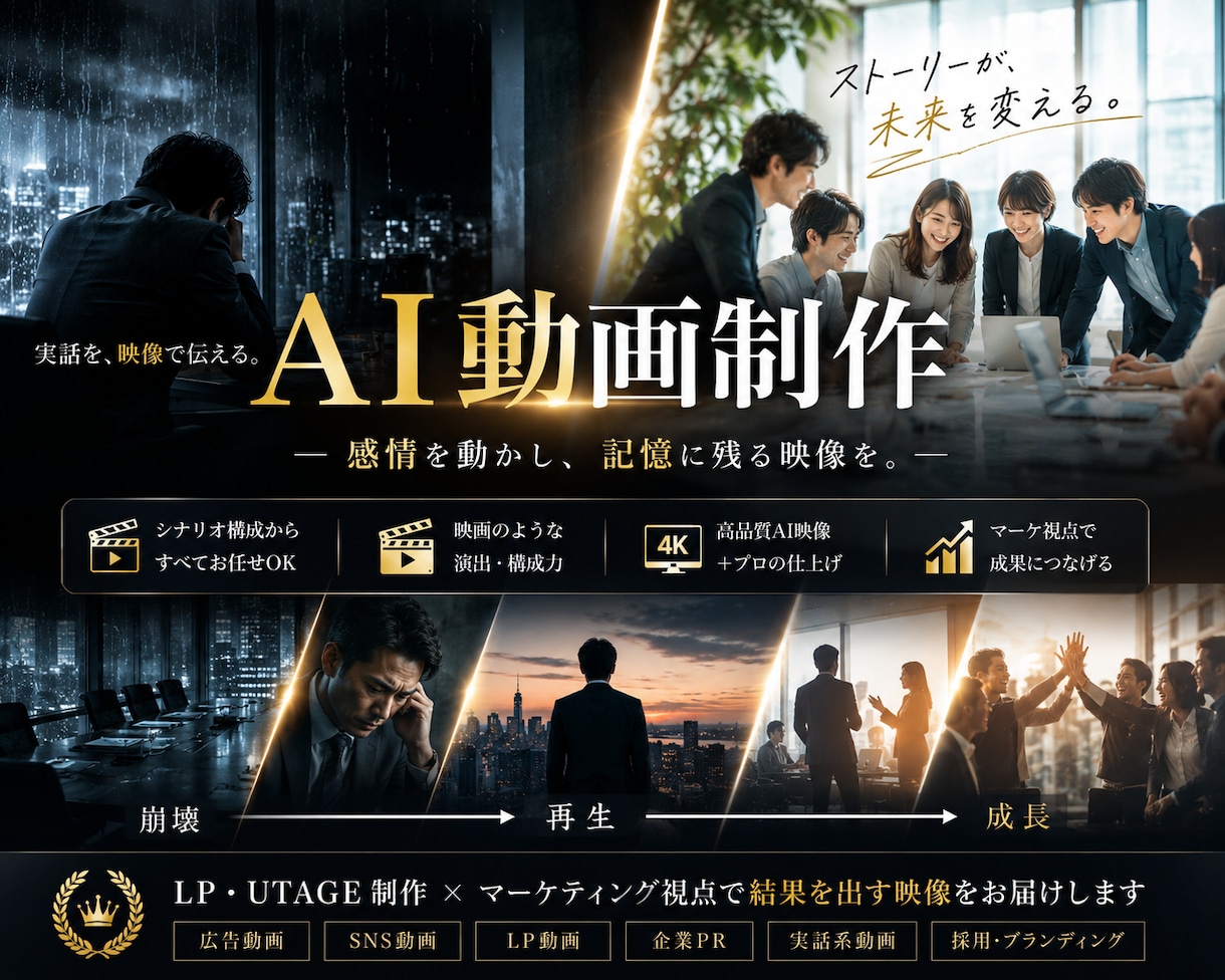 AI動画(ショート)・AI漫画・歌MV制作致します 歌詞・楽曲制作・MV制作まで対応致します。 イメージ1