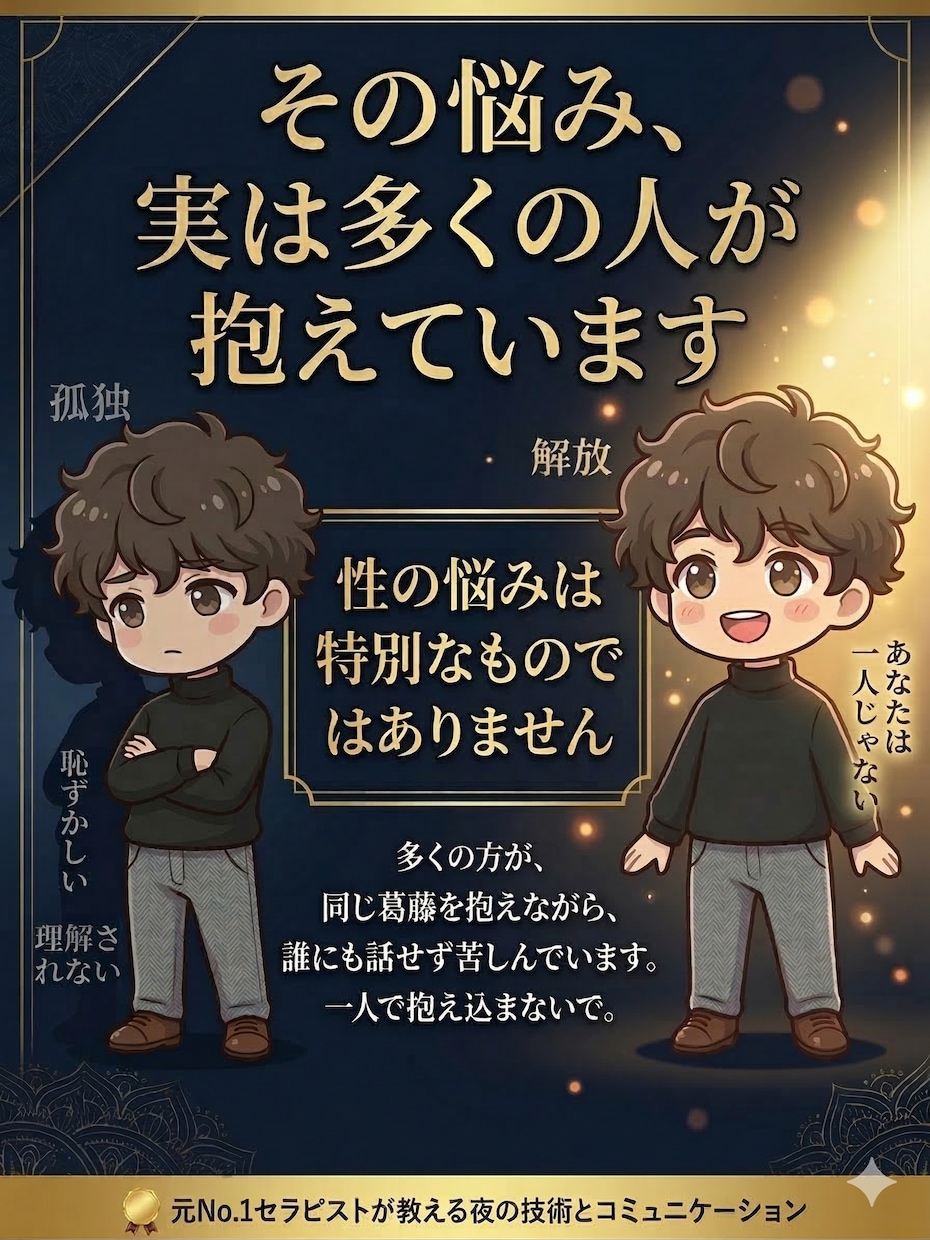 元No.1女風セラピが男女の夜のお悩みを聞きます セックスレスや性に関する不安/不満を安心して話せる場所です イメージ3