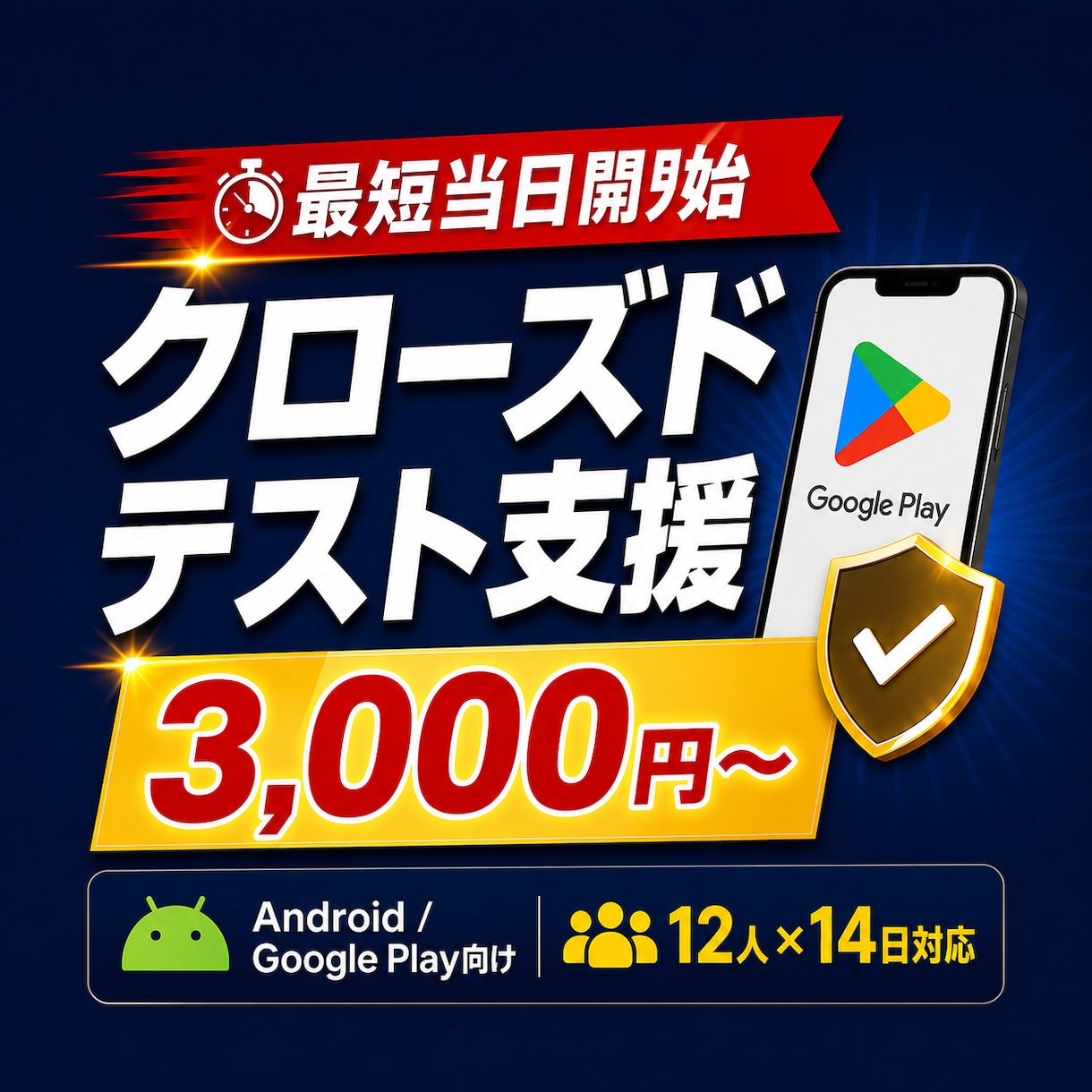 Androidクローズドテスト実施を代行します QAエンジニア12名が14日間のテストを代行【最短当日開始】 イメージ1