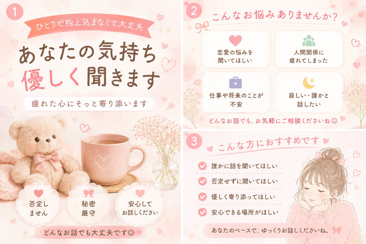 優しくお話聞きます 話すだけでも大丈夫。あなたの味方です イメージ2