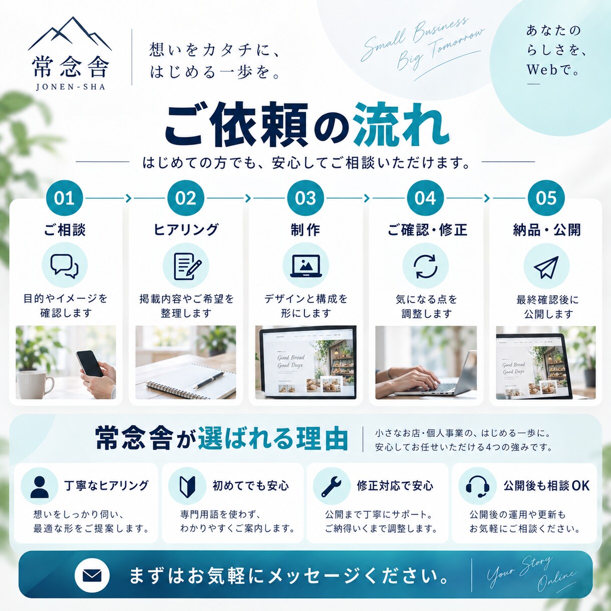 スマホ対応の1ページホームページを制作します サービス・料金・問い合わせを1ページに整理 イメージ4