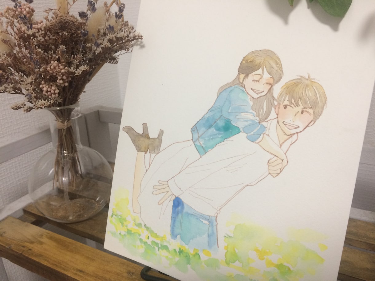 結婚式のウェルカムボード用のイラスト描きます ふんわり透明水彩で素敵あたたかみのある雰囲気に♪ イメージ5