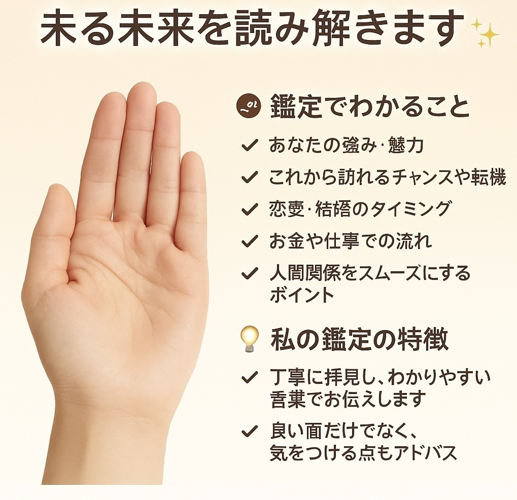 手相からあなたのあらゆる未来を占います ✨あなたの手のひらに宿る未来を読み解きます✨ イメージ1