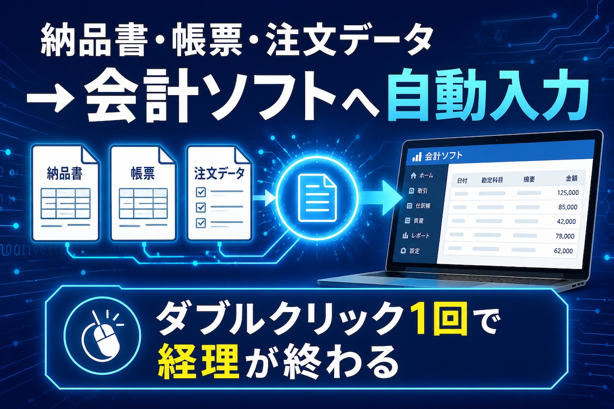 面倒な経理・入力作業をAIで自動化します 毎日の「見て・探して・入力」をダブルクリック1回に イメージ1