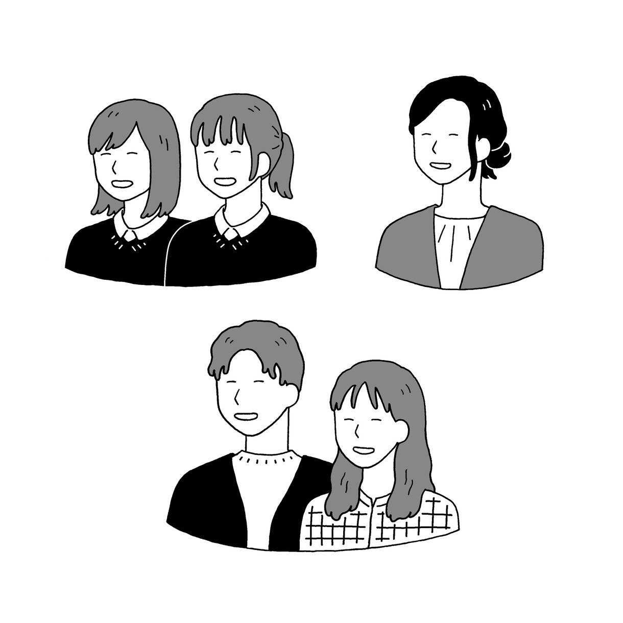にっこり似顔絵描きます 笑顔が印象良くシンプルで使いやすい、モノクロ似顔絵です イメージ3