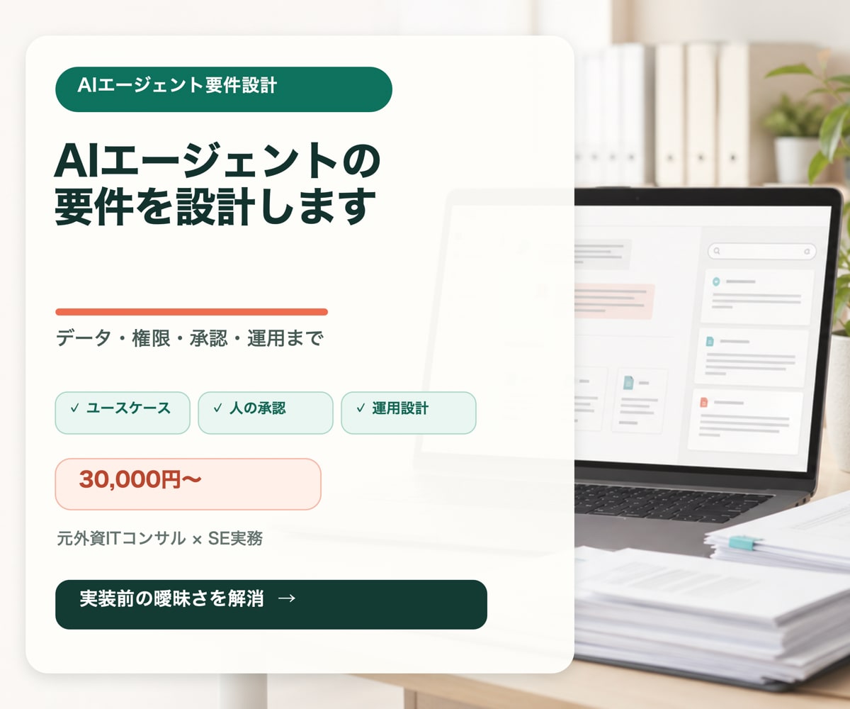AIエージェントの要件を設計します データ・権限・承認・運用まで実装前の曖昧さを解消 イメージ1