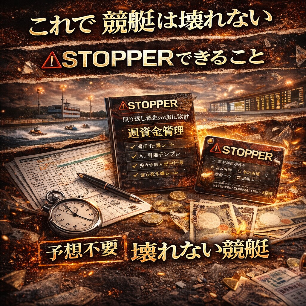 競艇の取り返し暴走を止めます。資金崩壊を防ぎます 意志に頼らず仕組みで停止します。連敗後の理性を代行する設計図 イメージ4